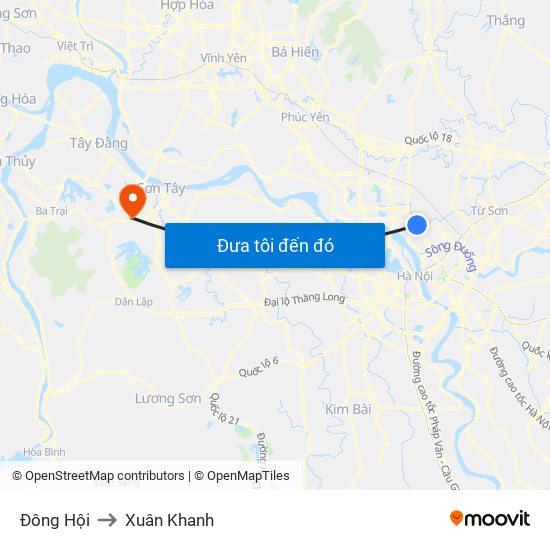 Đông Hội to Xuân Khanh map