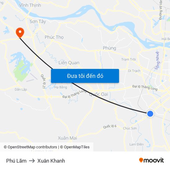 Phú Lãm to Xuân Khanh map