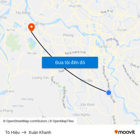 Tô Hiệu to Xuân Khanh map