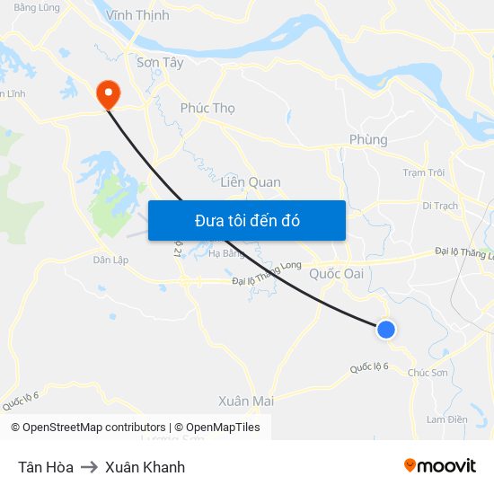 Tân Hòa to Xuân Khanh map