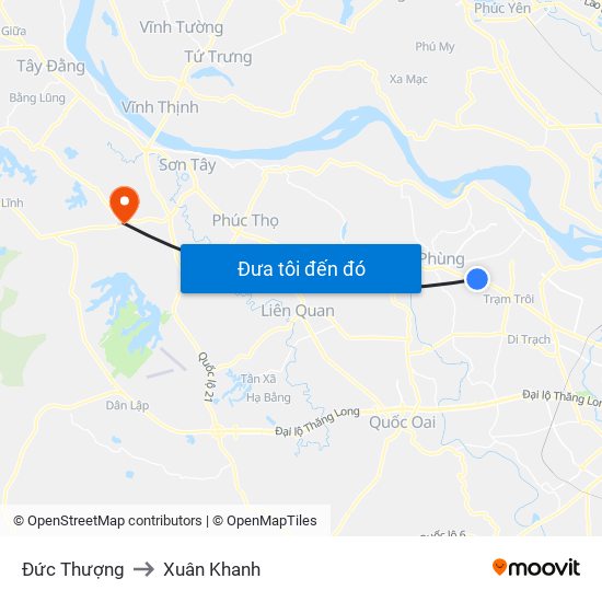 Đức Thượng to Xuân Khanh map