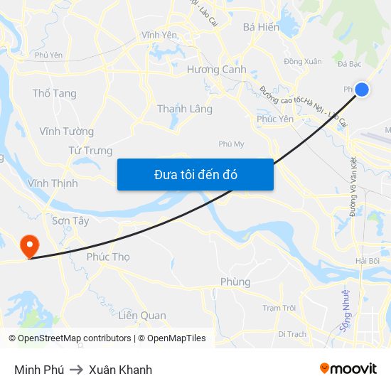 Minh Phú to Xuân Khanh map