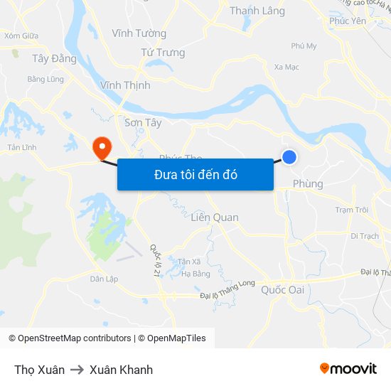 Thọ Xuân to Xuân Khanh map