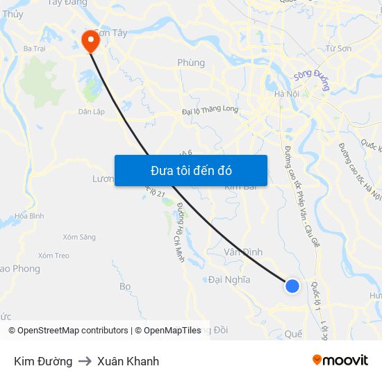 Kim Đường to Xuân Khanh map