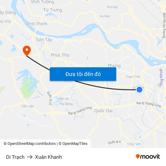 Di Trạch to Xuân Khanh map
