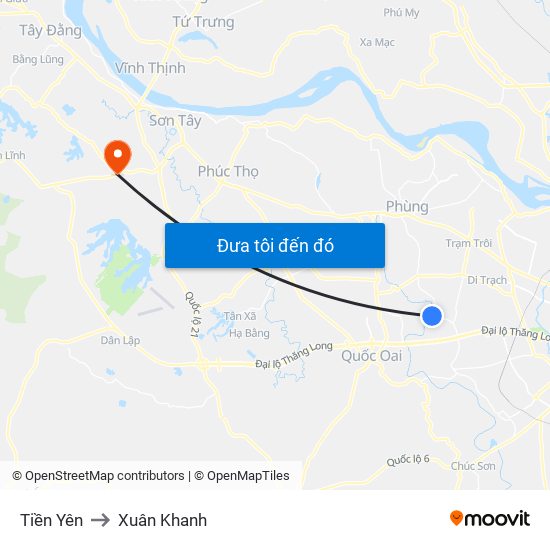 Tiền Yên to Xuân Khanh map