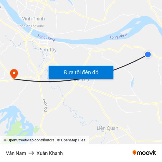 Vân Nam to Xuân Khanh map