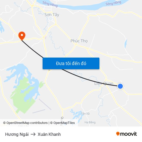 Hương Ngải to Xuân Khanh map