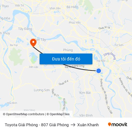 Toyota Giải Phóng - 807 Giải Phóng to Xuân Khanh map