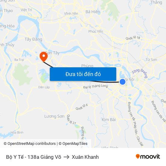 Bộ Y Tế - 138a Giảng Võ to Xuân Khanh map