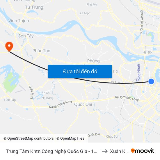 Trung Tâm Khtn Công Nghệ Quốc Gia - 18 Hoàng Quốc Việt to Xuân Khanh map