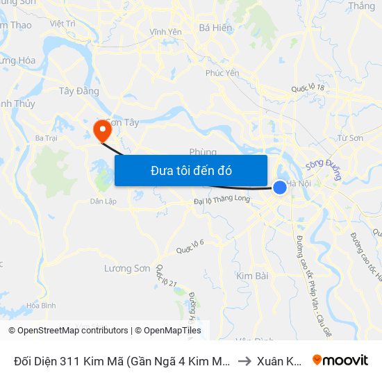 Đối Diện 311 Kim Mã (Gần Ngã 4 Kim Mã - Vạn Bảo) to Xuân Khanh map