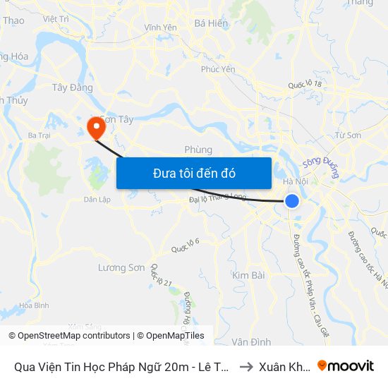 Qua Viện Tin Học Pháp Ngữ 20m - Lê Thanh Nghị to Xuân Khanh map