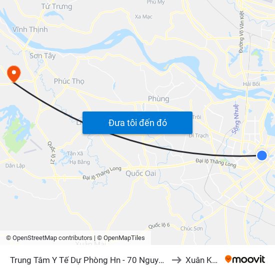 Trung Tâm Y Tế Dự Phòng Hn - 70 Nguyễn Chí Thanh to Xuân Khanh map