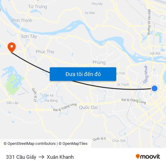 331 Cầu Giấy to Xuân Khanh map