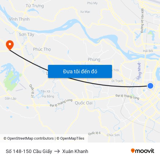 Số 148-150 Cầu Giấy to Xuân Khanh map