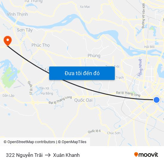 322 Nguyễn Trãi to Xuân Khanh map