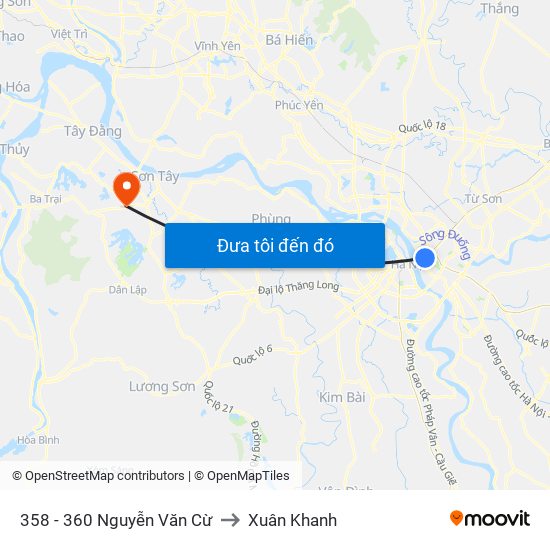 358 - 360 Nguyễn Văn Cừ to Xuân Khanh map