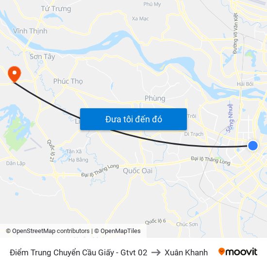 Điểm Trung Chuyển Cầu Giấy - Gtvt 02 to Xuân Khanh map