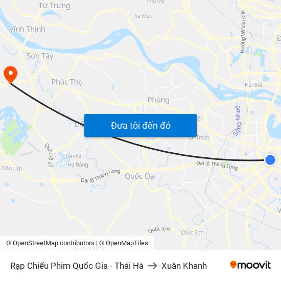 Rạp Chiếu Phim Quốc Gia - Thái Hà to Xuân Khanh map