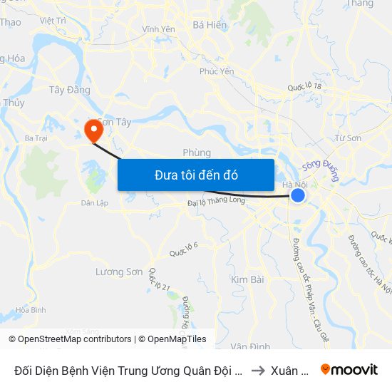 Đối Diện Bệnh Viện Trung Ương Quân Đội 108 - Trần Hưng Đạo to Xuân Khanh map