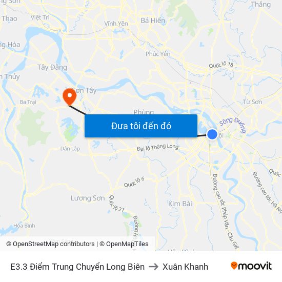 E3.3 Điểm Trung Chuyển Long Biên to Xuân Khanh map