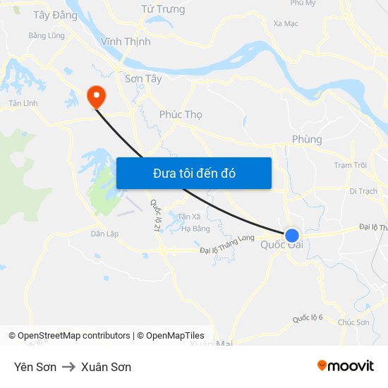 Yên Sơn to Xuân Sơn map