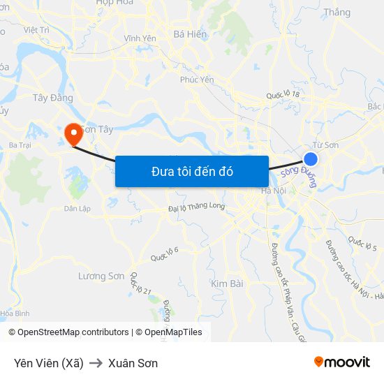 Yên Viên (Xã) to Xuân Sơn map