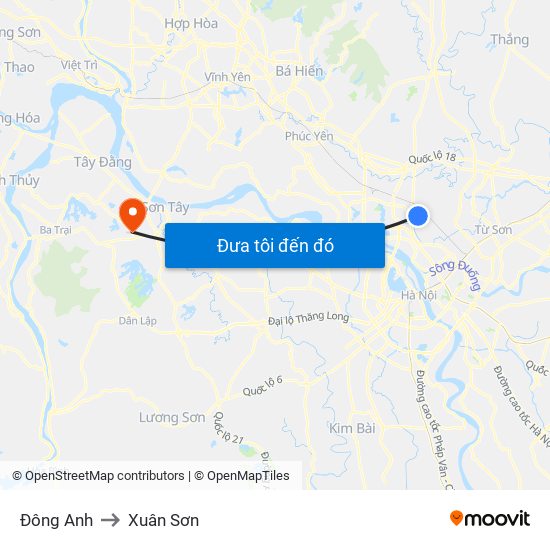 Đông Anh to Xuân Sơn map