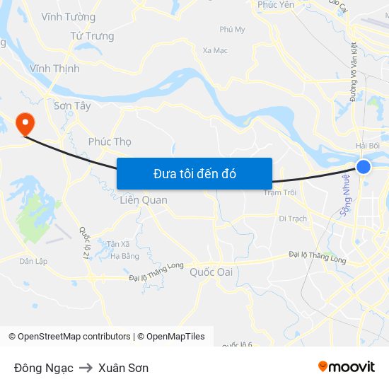 Đông Ngạc to Xuân Sơn map