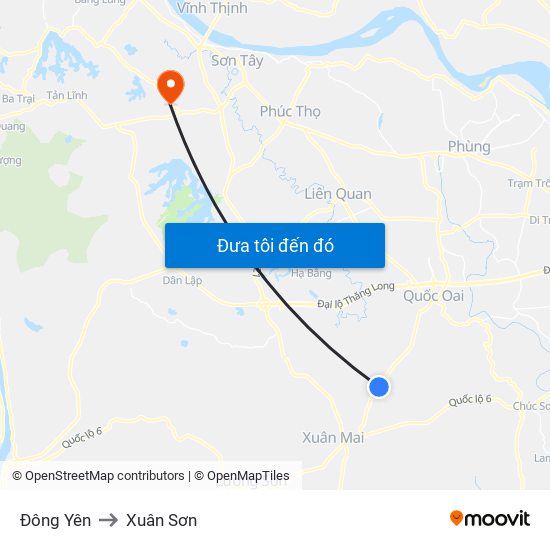 Đông Yên to Xuân Sơn map