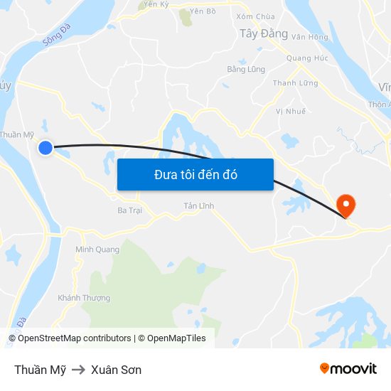 Thuần Mỹ to Xuân Sơn map