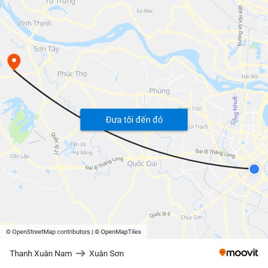 Thanh Xuân Nam to Xuân Sơn map