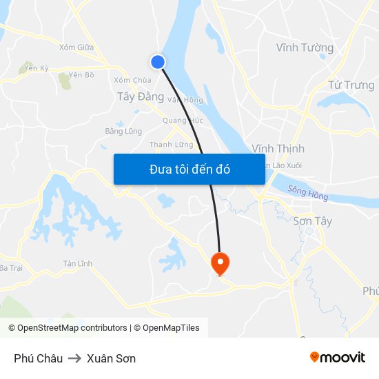 Phú Châu to Xuân Sơn map