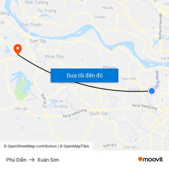 Phú Diễn to Xuân Sơn map