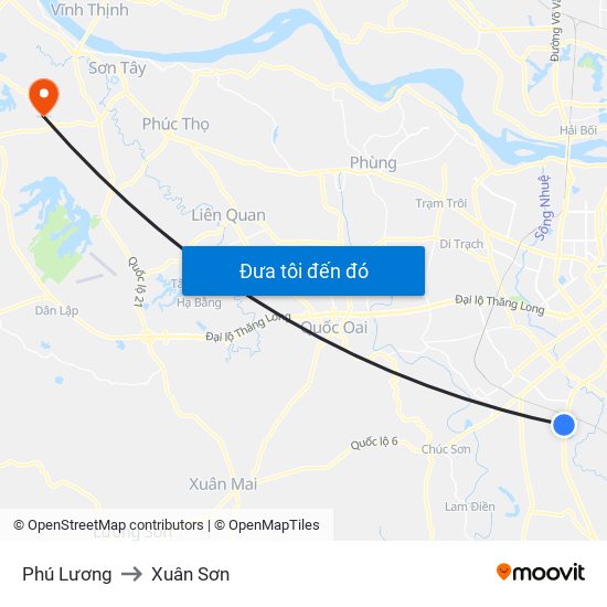 Phú Lương to Xuân Sơn map