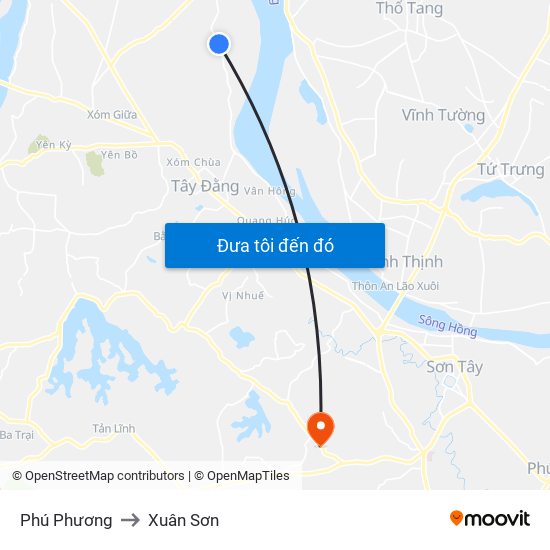 Phú Phương to Xuân Sơn map