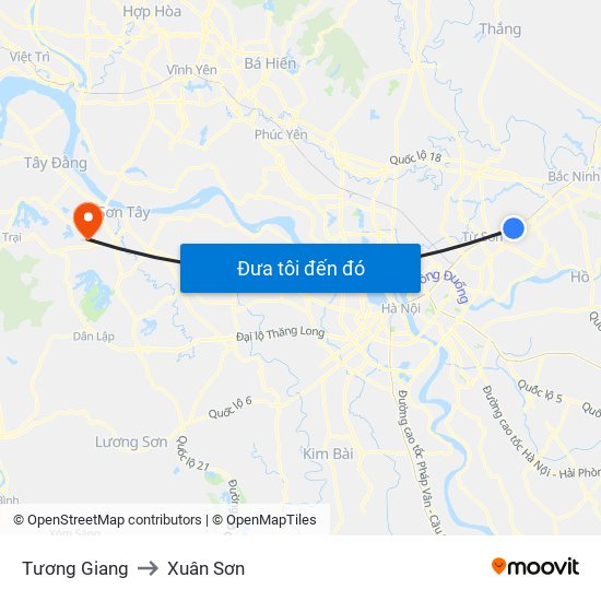 Tương Giang to Xuân Sơn map