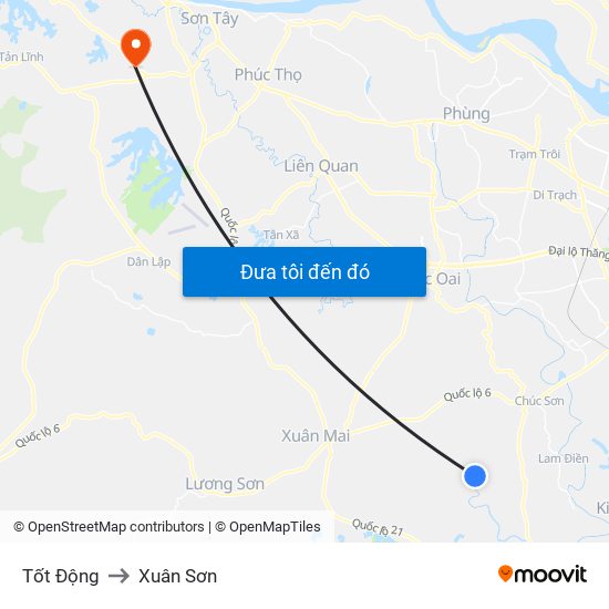 Tốt Động to Xuân Sơn map