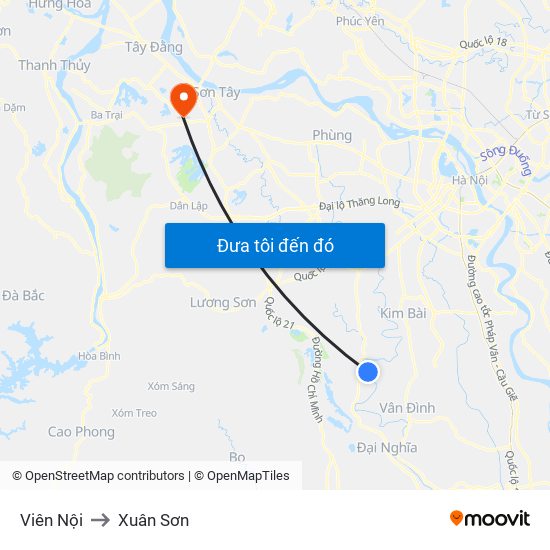 Viên Nội to Xuân Sơn map