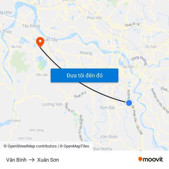 Văn Bình to Xuân Sơn map