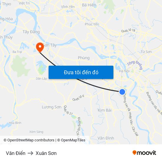 Văn Điển to Xuân Sơn map
