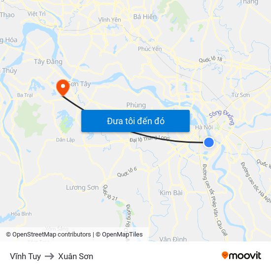 Vĩnh Tuy to Xuân Sơn map