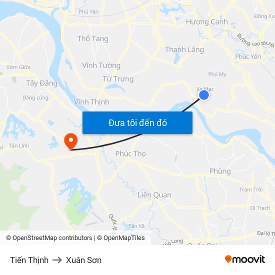 Tiến Thịnh to Xuân Sơn map
