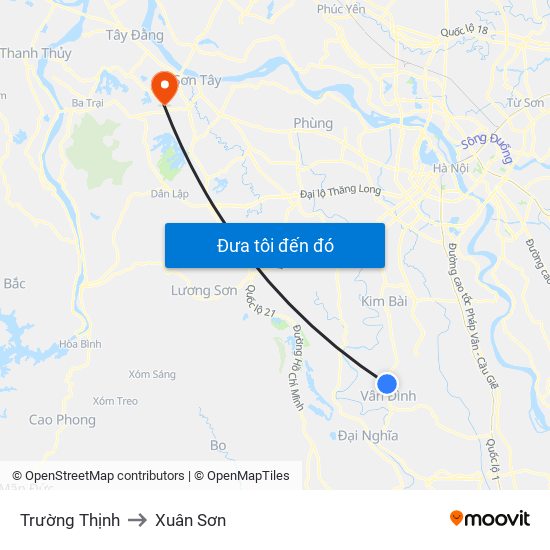 Trường Thịnh to Xuân Sơn map