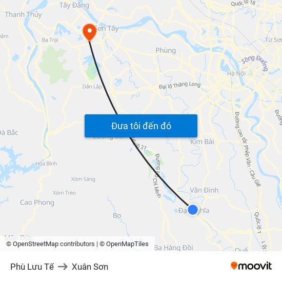 Phù Lưu Tế to Xuân Sơn map