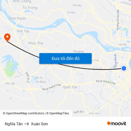 Nghĩa Tân to Xuân Sơn map