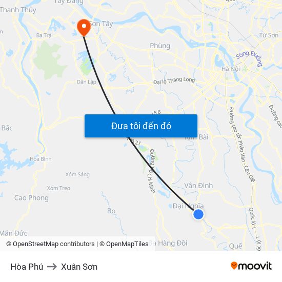 Hòa Phú to Xuân Sơn map