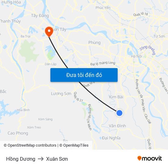 Hồng Dương to Xuân Sơn map