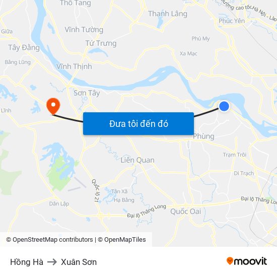 Hồng Hà to Xuân Sơn map